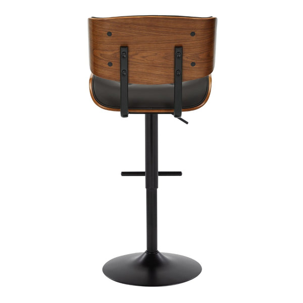 English Elm Adjustable Swivel Barstools Mid-century Walnut Faux Leather Kitchen Counter Set of 2 B202S01996