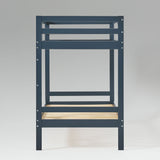 Simple Solid Wood Twin Over Twin Bunk Bed Midnight Navy SOPB3HMNWP Walker Edison