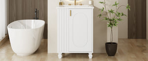 English Elm Christopher Knight Home® - 24" Retro Bathroom Vanity with Ceramic Sink, Solid Wood Frame, Soft-Close Door, Ample Storage White N759P293645K