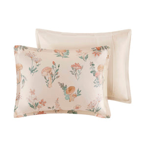 English Elm 4-piece Whimsical Mushroom Floral Microfiber Comforter Set with Shaped Accent Pillow Blush Multi B035P482877