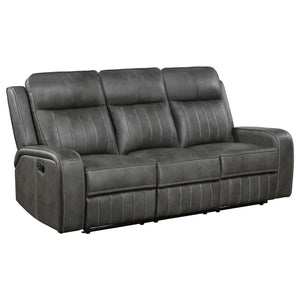 English Elm Forrest Grey 2-Piece Motion Reclining Sofa Set - Modern Faux Leather Channel Tufted Gray Comfort Lounge B062S01274