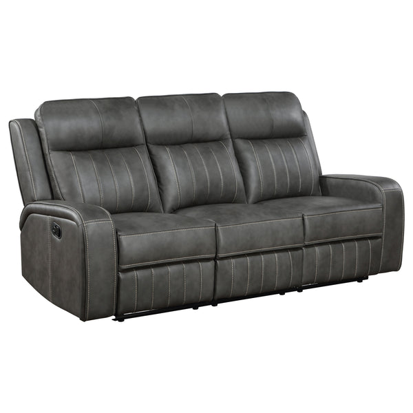 English Elm Forrest Grey 2-Piece Motion Reclining Sofa Set - Modern Faux Leather Channel Tufted Gray Comfort Lounge B062S01274