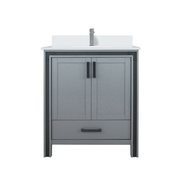 English Elm Dark Grey Bath Vanity 30" W X 22" D With Cultured Marble Top, Faucet, And Soft-Close Storage Solutions B2731P260594