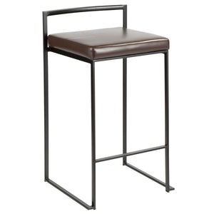 English Elm Fuji Contemporary Stackable Counter Stool with Padded Faux Leather Seat, Sleek Lightweight Frame Brown B202P222377