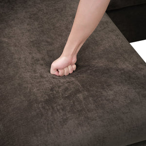 English Elm Sectional Chenille L-Shaped Sofa with Hidden Wooden Storage, Deep 18.9" Seats & Pocket Springs Brown N719S001970D