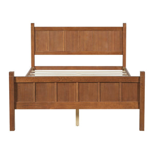 English Elm Twin Platform Bed Vertical Slat Headboard Farmhouse Shaker Wood Grain Finish Bedroom Walnut N733P422479D