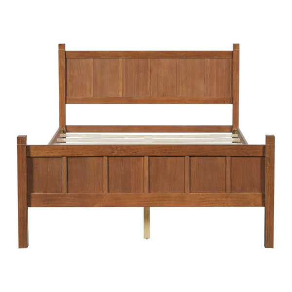 English Elm Twin Platform Bed Vertical Slat Headboard Farmhouse Shaker Wood Grain Finish Bedroom Walnut N733P422479D