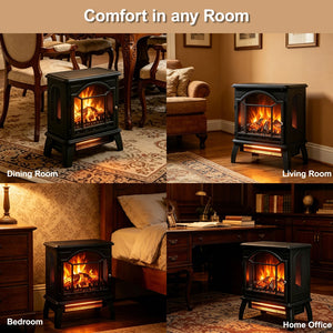 English Elm 18 Inch Infrared Quartz Freestanding Electric Fireplace Stove with 3d Flame Effect W1769112699