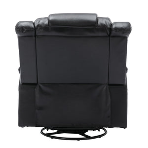 English Elm 360°Swivel Plush PU Recliner Chair with Wide Armrests, 350lb Capacity, Infinite Manual Recline Comfort Black WF323618AAB