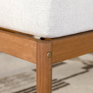 English Elm Walker Edison - Modern Outdoor Spindle Style Armless Sectional crafted from responsibly sourced eucalyptus with weather-resistant linen cushions and easy assembly instructions for durable, eco-friendly patio comfort Brown 37 L x 28 W x 14.5 H B185P326700