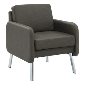 OSP Home Furnishings Lounge Chair with Faux Leather Upholstery and Chrome Legs for Reception or Waiting Areas Chair Smoke SL5601-P52