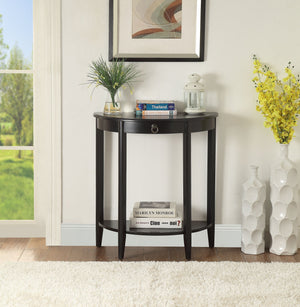 English Elm Justino Black Finish Half Moon Console Table with Drawer & Open Shelf, Pine Legs, 50lb Limit B2726P401497