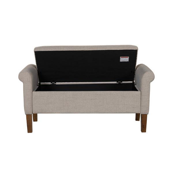 JLA Home 510 Design - Upholstered Storage Bench with Flip-Top Hidden Compartment, Rolled Arms, Foam Seat, Solid Wood Frame 5DS105-0052