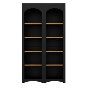 English Elm On-Trend Free Standing 5 Tier Bookshelves Set Of 2 - Rustic Two-Tone Storage Cabinet For Any Room N721P245734B