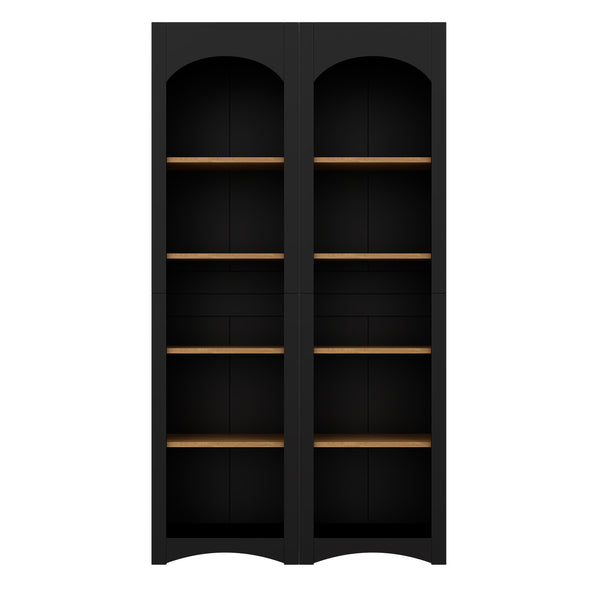 English Elm On-Trend Free Standing 5 Tier Bookshelves Set Of 2 - Rustic Two-Tone Storage Cabinet For Any Room N721P245734B