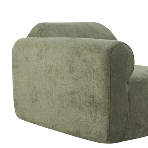 English Elm 111" Curved Sectional Sofa Set Plush Lamb Wool Upholstery Deep Seat Ottoman Lounge Green N767P371305G