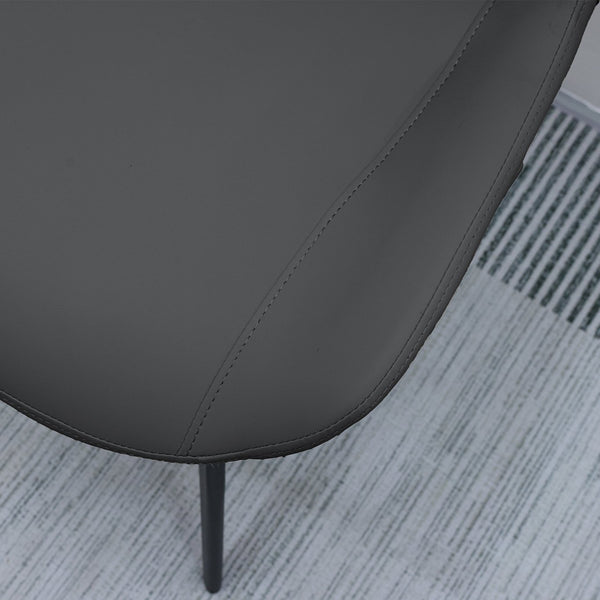 English Elm Black Pu Leather Dining Chairs Set Of 2 - Modern Ergonomic Design For Kitchen, Restaurant & Living Room T3967P384543