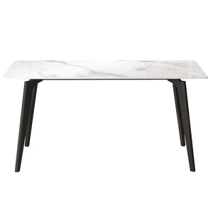 English Elm 62.99" Modern Artificial Stone Dining Table With Black Metal Legs - Sleek Design For 6 People P2 W1535S00512-GIGA