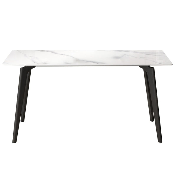 English Elm 62.99" Modern Artificial Stone Dining Table With Black Metal Legs - Sleek Design For 6 People P2 W1535S00512-GIGA