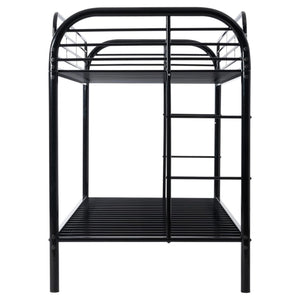 English Elm Metal Twin Over Twin Bunk Bed - Heavy Duty Metal Frame with Dual Ladders, Full-Length Safety Rails, Low-Profile Space-Saving Design Black W3752P378564