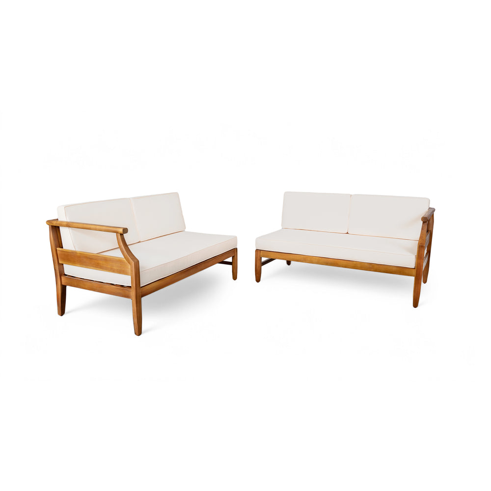 English Elm Christopher Knight Home® - ASTON Acacia Wood 4-Seater Outdoor Sofa Set with Removable Cushions, Durable Weather-Resistant Craftsmanship Teak+ Beige N773OS00015B