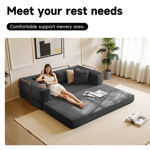 English Elm 2-In-1 Convertible Modular Sofa Bed With Memory Foam - Effortless Setup, Space-Saving Comfort For Any Room W3653P355616