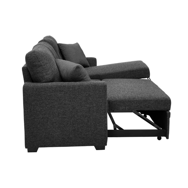 English Elm 76.5" Chenille Tufted Sectional Sleeper Sofa with Reversible Chaise and Hidden Storage B2748S00004