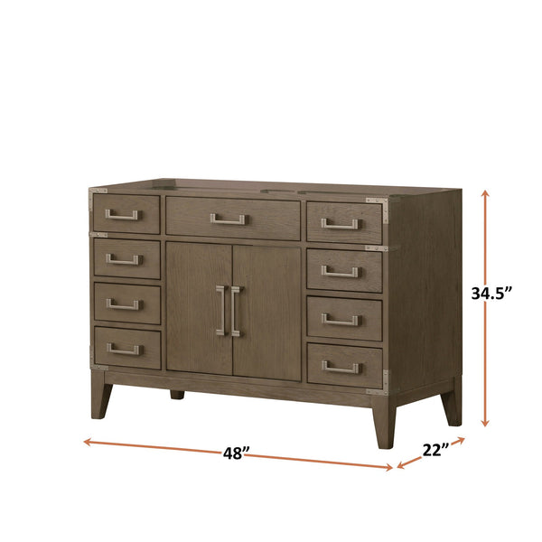 English Elm Grey Oak Single-Sink Bath Vanity: 48" W Modern Design With Ample Storage & Soft-Close Features B2731P259813