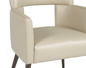 Sunpan Amerie Contemporary Dining Armchair with Unique Cutout Design and Antique Brass Legs for Modern Spaces Castillo Cream