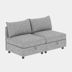 English Elm Armless Modular Sofa Seat with Hidden Storage and Pocket Springs, Flexible Chenille Sectional Solution Grey W680P195854