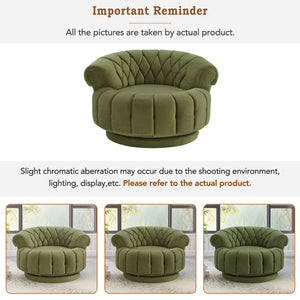 English Elm Swivel Barrel Accent Chair Chenille Tufted Round Club Seat for Living Room Lounge Green N719S002280F