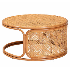 English Elm Bohemian Round Rattan Coffee Table Woven Honey Finish Organic Living Room Accent B2750P467749