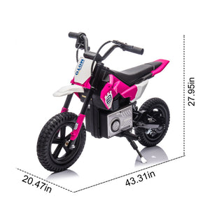 English Elm 24v Kids Electric Motocross Motorcycle 200w Hub Motor Suspension Led Bluetooth Audio Pink W1578P225049