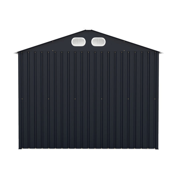 English Elm Campcraft 8x12 Outdoor Metal Storage Shed Lockable Weatherproof Backyard Tool House Dark Gray W1598S00042