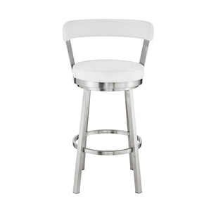 English Elm Bryant Swivel Barstool Faux Leather Seat Stainless Steel Frame for Kitchen Islands B2736P464886