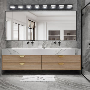 English Elm Modern 8-Light Led Vanity Light - Sleek Bathroom Wall Fixture, Iron & Acrylic, Dimmable & Energy-Efficient