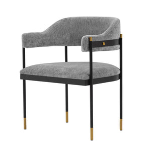 English Elm Lia Metal Chenille Armchair with Brushed Gold Accents, Floating Back Design, Luxurious Comfort Grey B365P397747
