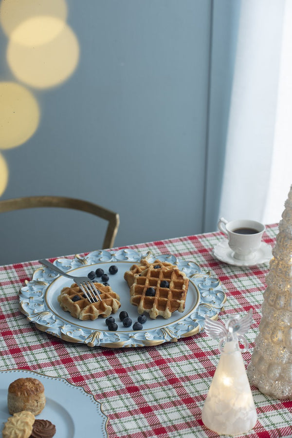 English Elm 6 Plastic Charger Plates Set 14" - Premium Medium-Weight Dinner Chargers for Stylish Table Settings Blue+Gold W2078P234122