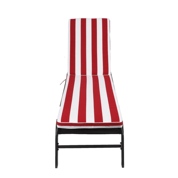 English Elm 2pcs Outdoor Chaise Lounge Cushions Uv Resistant Stripe Polyester Patio Set W2911P203974