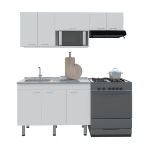 English Elm Myton Engineered Wood Kitchen Set with Stainless Sink, 8 Doors & Shelves, 6 Legs, Eco-Certified B097S00235