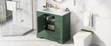 English Elm 36" Bathroom Vanity With Sink Combo, Six Drawers, Multi-Functional Drawer Divider, Adjustable Shelf, Green