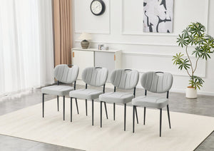 English Elm Dark Oil Waxed Faux Leather Dining Chair Set with Diamond Tufted High Back Metal Legs W3493P449243