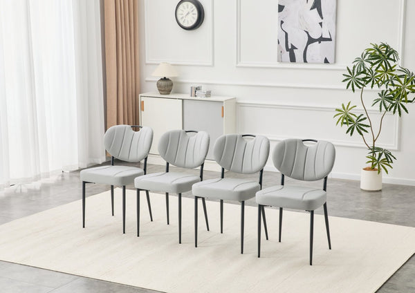 English Elm Dark Oil Waxed Faux Leather Dining Chair Set with Diamond Tufted High Back Metal Legs W3493P449243