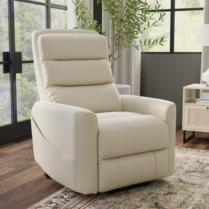 English Elm Faux Power Lift Chair with Premium Faux Leather, USB Charging, Side Pockets & Quiet Motor Recline Off White B339P409531