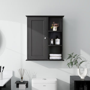 English Elm Upgraded Wall Mounted Bathroom Cabinet Mdf Soft Close Over Toilet Organizer Black T3785P356594
