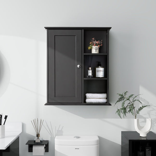 English Elm Upgraded Wall Mounted Bathroom Cabinet Mdf Soft Close Over Toilet Organizer Black T3785P356594
