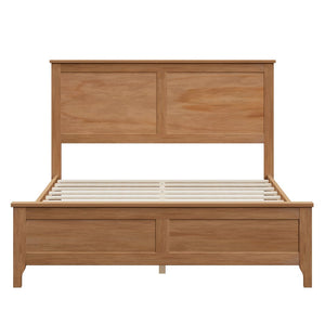 English Elm Modern Pine Wood Full Platform Bed Slatted Headboard Minimalist Bedroom Frame Seadrift N701P407155S