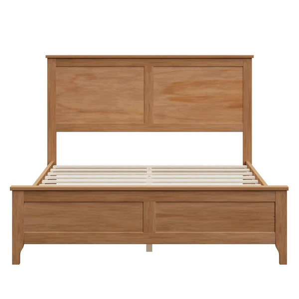 English Elm Modern Pine Wood Full Platform Bed Slatted Headboard Minimalist Bedroom Frame Seadrift N701P407155S