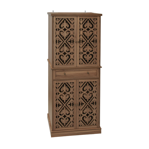 English Elm 4 Door Cabinet with Drawer, Anti-Topple Safety, 4 Adjustable Shelves, Metal Hinges, Compact 43" L W688P179032