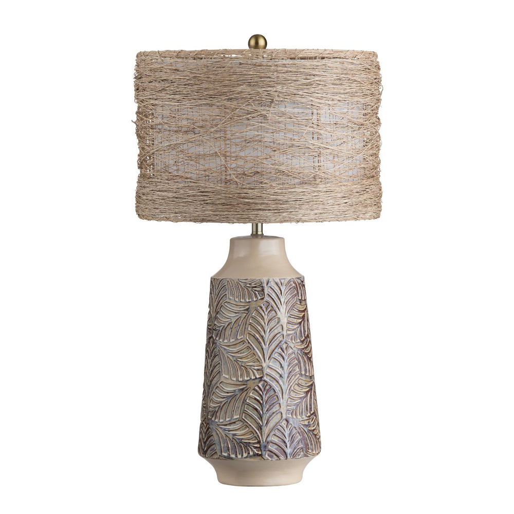 Crestview Collection 30"H Rustic Ceramic Table Lamp With Woven Rattan Shade, Natural Aesthetic & 3-way Socket Glow   Cvazp115